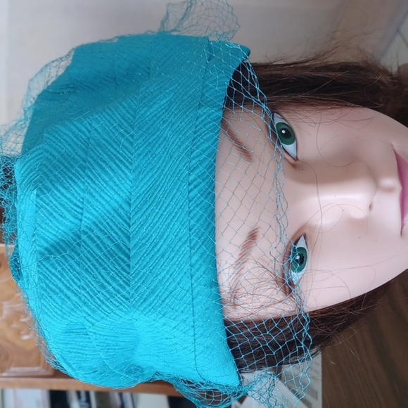 Vintage Really Cute Blue Dress / Church Hat,  union made - Picture 1 of 5